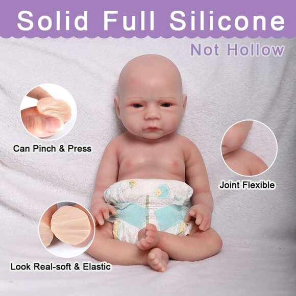 🆕18.5Full Silicone Reborn Baby Doll Soft Solid Newborn Infant Soft Boy Dolls - Picture 7 of 8
